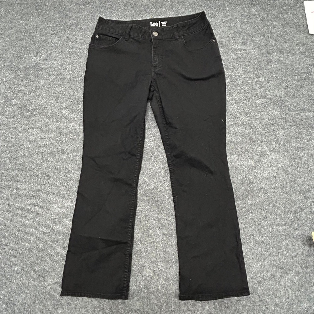 Lee Pants Womens Size 16WP Black Regular Fit Boot Cut Mid Rise Stretch Casual